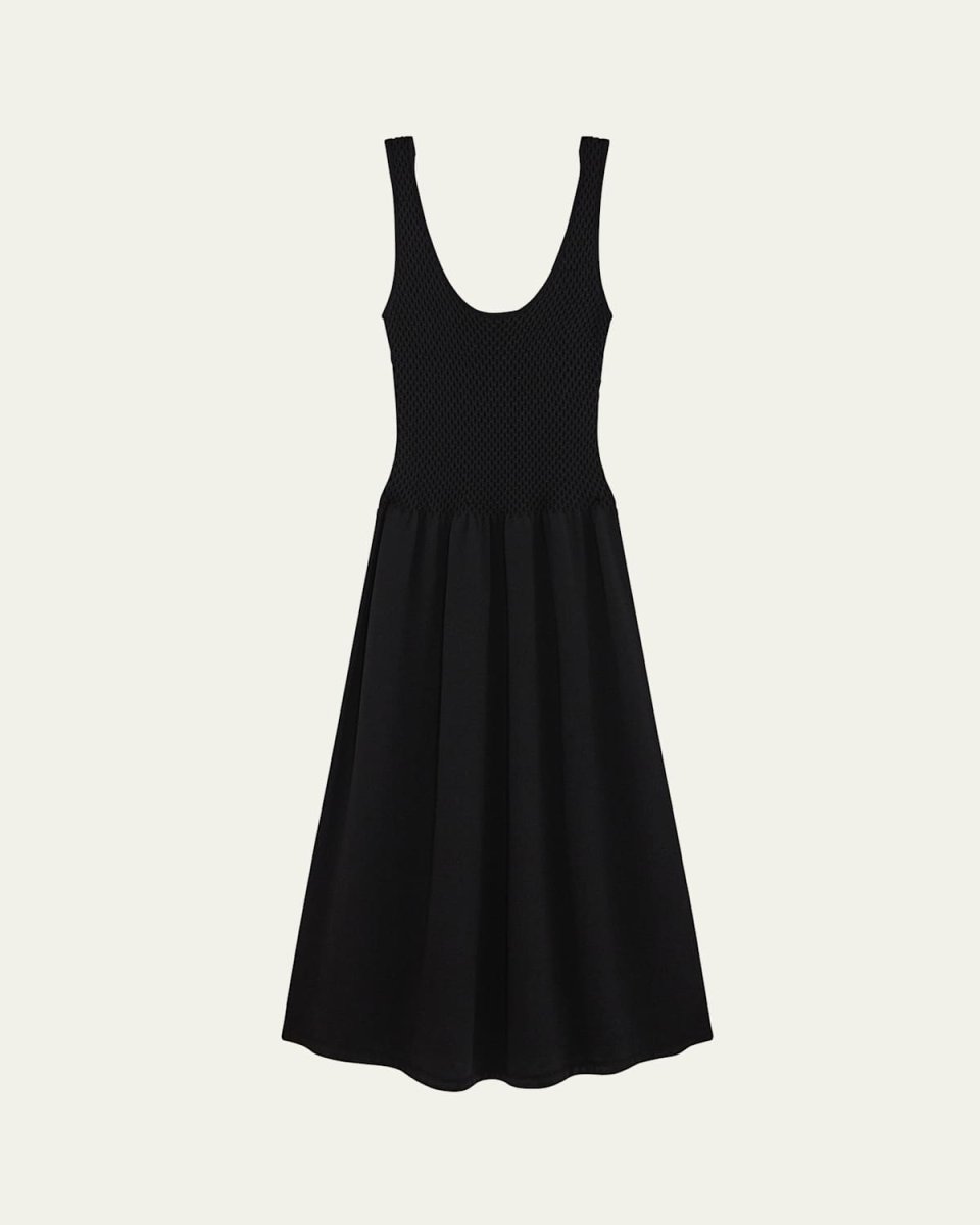 Textured Drop-Waist Midi Dress